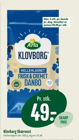 Min Købmand Klovborg Skæreost, DKK 49 tilbud