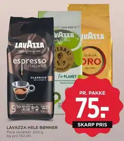 MENY LAVAZZA HELE BØNNER, DKK 75 tilbud
