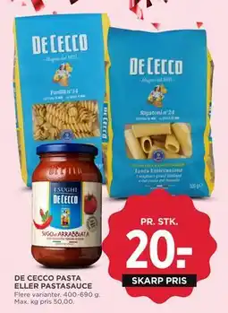 MENY DE CECCO PASTA ELLER PASTASAUCE, DKK 20 tilbud
