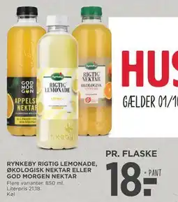 MENY RYNKEBY RIGTIG LEMONADE, ØKOLOGISK NEKTAR ELLER GOD MORGEN NEKTAR, DKK 18 tilbud