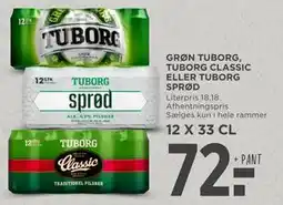 MENY GRØN TUBORG, TUBORG CLASSIC ELLER TUBORG SPRØD, DKK 72 tilbud