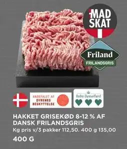MENY HAKKET GRISEKØD 8-12 % AF DANSK FRILANDSGRIS, DKK 135 tilbud