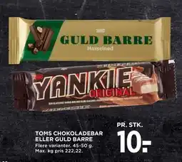 MENY TOMS CHOKOLADEBAR ELLER GULD BARRE, DKK 10 tilbud
