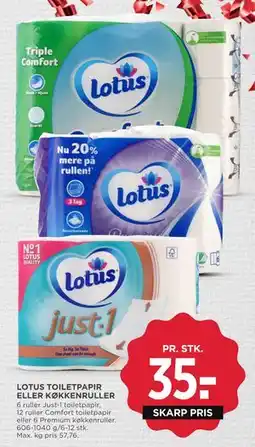 MENY LOTUS TOILETPAPIR ELLER KØKKENRULLER, DKK 35 tilbud