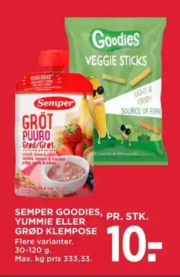 MENY SEMPER GOODIES, YUMMIE ELLER GRØD KLEMPOSE, DKK 10 tilbud