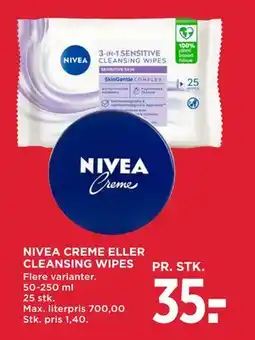 MENY NIVEA CREME ELLER CLEANSING WIPES, DKK 35 tilbud