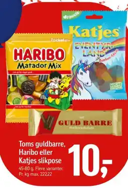 Føtex Toms guldbarre, Haribo eller Katjes slikpose tilbud