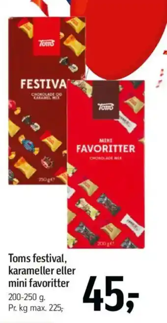 Føtex Toms festival, karameller eller mini favoritter tilbud
