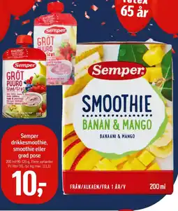 Føtex Semper drikkesmoothie, smoothie eller grød pose tilbud
