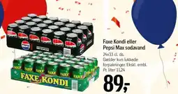 Føtex Faxe Kondi eller Pepsi Max sodavand tilbud
