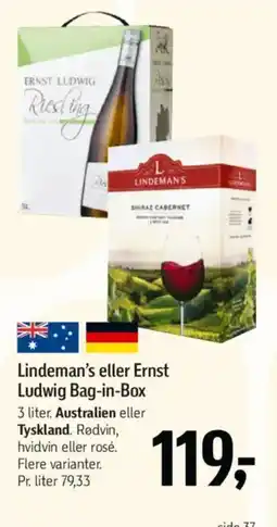 Føtex Lindeman's eller Ernst Ludwig Bag-in-Box tilbud