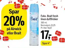Føtex F.eks. Brait fresh Brait linen duftfrisker tilbud