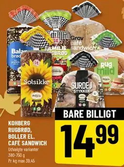 Løvbjerg Kohberg rugbrød, boller el. café sandwich tilbud
