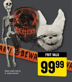Løvbjerg Skelet, maske med lys el. maske med plys tilbud