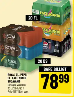 Løvbjerg Royal øl, Pepsi el. Faxe Kondi sodavand tilbud