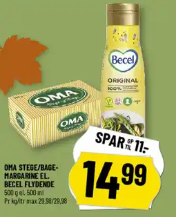 Løvbjerg OMA Stege/bage- margarine el. Becel flydende tilbud