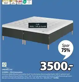 JYSK KVENNA + VOLA boxmadras, DKK 3500 tilbud