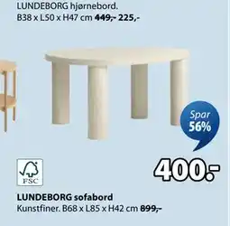 JYSK LUNDEBORG sofabord, DKK 400 tilbud