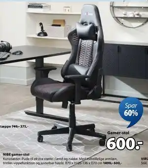 JYSK NIBE gamer-stol, DKK 600 tilbud