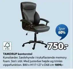 JYSK TAMDRUP kontorstol, DKK 750 tilbud