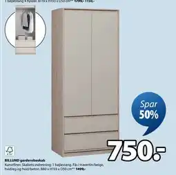 JYSK BILLUND garderobeskab, DKK 750 tilbud