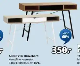 JYSK ABBETVED skrivebord, DKK 350 tilbud