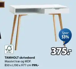 JYSK TAMHOLT skrivebord, DKK 375 tilbud