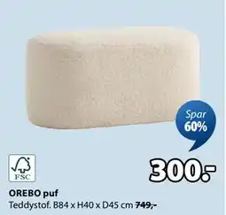 JYSK OREBO puf, DKK 300 tilbud