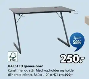 JYSK HALSTED gamer-bord, DKK 250 tilbud