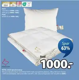 JYSK ROYAL GOLD gåsedunsdyne tilbud