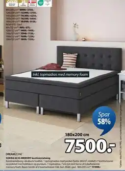 JYSK SOKNA GC35 MEMORY kontinentalseng, DKK 7500 tilbud