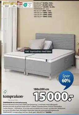 JYSK TEMPRAKON ULA elevationsseng, DKK 15000 tilbud