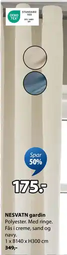 JYSK NESVATN gardin, DKK 175 tilbud