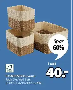 JYSK RASMUSSEN kurvesæt, DKK 40 tilbud