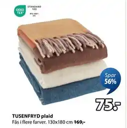 JYSK TUSENFRYD plaid, DKK 75 tilbud
