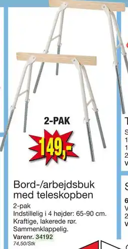 Harald Nyborg Bord-/arbejdsbuk med teleskopben, DKK 149 tilbud