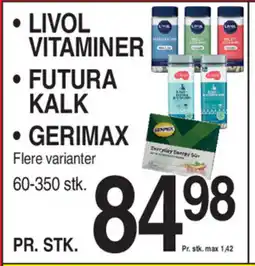 ABC Lavpris Livol vitaminer • futura kalk • gerimax tilbud