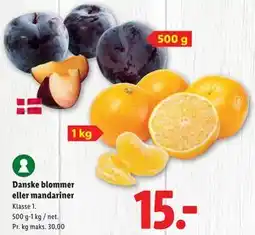 Lidl Danske blommer eller mandariner, DKK 15 tilbud