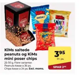 Dagrofa Food Service KiMs saltede peanuts og KiMs mini poser chips tilbud