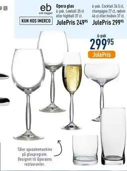Imerco Opera glas, DKK 249.95 tilbud