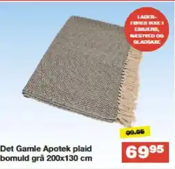 Bauhaus Det Gamle Apotek plaid bomuld grå tilbud
