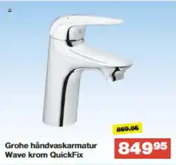 Bauhaus Grohe håndvaskarmatur Wave krom QuickFix tilbud
