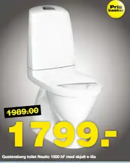 Bauhaus Gustavsberg toilet Nautic 1500 hF med skjult s-lås tilbud