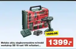 Bauhaus Metabo akku slagboremaskine m/mobil workshop SB 18-sæt 18V m/batteri... tilbud