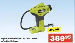 Bauhaus Ryobi kompressor 18V One+ R181-0 u/batteri & lader tilbud