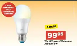Bauhaus Wiz LED-pære Whites mat A60 E27 8 W tilbud