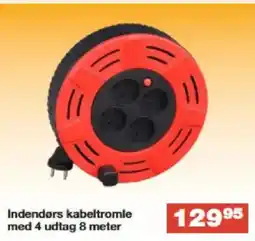 Bauhaus Indendørs kabeltromle med 4 udtag 8 meter tilbud