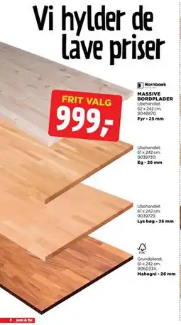 jem & fix MASSIVE BORDPLADER, DKK 999 tilbud