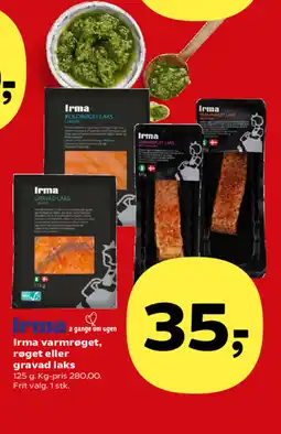 Kvickly Irma varmrøget, røget eller gravad laks tilbud
