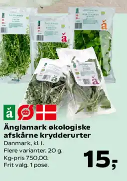 Kvickly Änglamark økologiske afskårne krydderurter tilbud